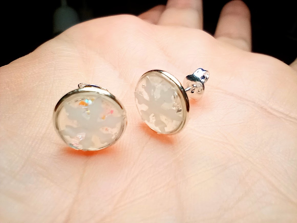 White Iridescent Snowflake Studs